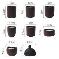 Pot en céramique cylindrique à motif de grain de bois de 10 oz pour la décoration de la maison de Noël et la fabrication de bougies parfumées