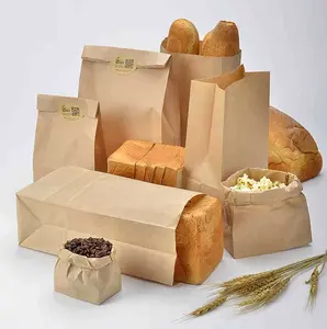 For Food Takeaway Square Bottom without Handle for Bread Paper Bag Kraft Paper Beverage Customizable Flexo Printing Kailai