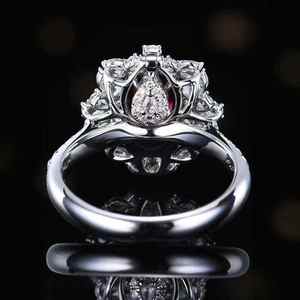 Joyería fina de oro de 18 quilates, anillo de rubí natural sin calentar de 1.59 quilates, halo lateral con diamantes pavé, 58 piezas, 1.08 quilates, certificado AIGS+NGTC - Product Image 3