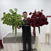 Fleurs et plantes décoratives SMS pour centres de table de mariage et événements, boule de fleurs artificielles en soie rose rouge, Anthurium, Orchidée