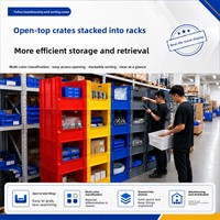 Caisse en plastique perforée en U, empilable, légère, écologique, durable, pour tri et picking en entrepôt e-commerce