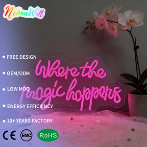 Neonawall In Qui Si Avverra la Magia, Insegna LED al Neon USB Dimmerabile in Acrilico per Casa, Studio, Ufficio, Decorazione Interna Commerciale - Product Image 1