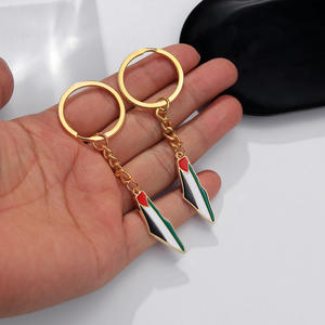 Grosir berlian imitasi Palestina peta bendera berlian semangka gantungan kunci mobil gantungan kunci mewah Enamel kristal Palestina gantungan kunci - Product Image 4