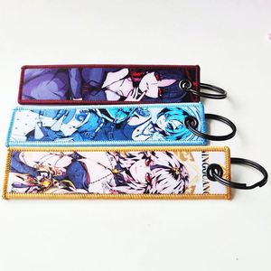 Custom Woven Logo Jet Tag Key <b>Chain</b> Sublimation Fabric Keychain Anime Embroidery Key Tags - Product Image 2