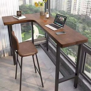 Solid Wood L Shape Bar <b>Table</b> High <b>Table</b> For <b>Balcony</b> Leisure Modern Home Use Durable Design - Product Image 2