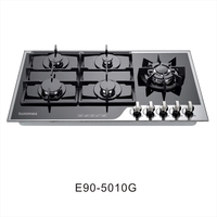 Plaques de cuisson à gaz à panneau de verre à cinq brûleurs de haute qualité/cuisinière à gaz pour cuisine