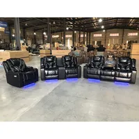 Ensemble de canapé convertible moderne 7 places en cuir véritable avec design pliable pour salon d'appartement