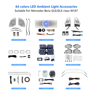 Tam Set X167 LED Ortam Işığı 64 Renk Döner Tweeter Işıklı Türbin Havalandırma Araç Kapı Hoparlör Kapağı 12V Mercedes-Benz - Product Image 5