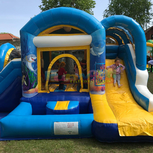 Castillo inflable con tobogán y piscina de chapoteo con temática oceánica, casa inflable comercial. - Product Image 3