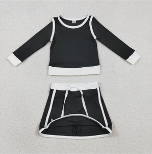 Nouvelle Arrivée Ensemble Coordonné Sœur 4 Couleurs Unies Décontracté Écologique Bébé Fille Haut Sans Manches Jupe Short Tenues de Yoga et Vêtements de Sport - Product Image 4