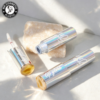 Tube de brillant à lèvres holographique de 3 ml avec bouchon à vis, design breveté, imprimé UV et électroplaqué, pour emballage cosmétique