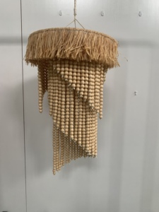 Nouvel abat-jour de lustre nordique à franges <span class=keywords><strong>avec</strong></span> perles en <span class=keywords><strong>bois</strong></span>, articles de tapisserie en <span class=keywords><strong>macramé</strong></span>, décorations murales pour une maison chaleureuse - Product Image 5