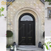 Porte d'entrée double en aluminium de style français moderne avec verre trempé et arche, pour maisons, livraison DDP aux États-Unis