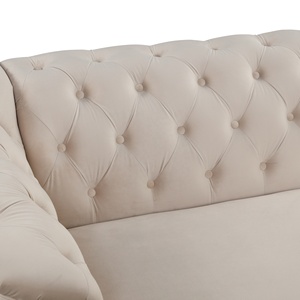 Modern <strong>Grey</strong> Velvet Chesterfield Sofa Set 2 Seater <strong>Loveseat</strong> and 3 Seater Couch with Tufted Back for Living Room Villa Hotel - Product Image 4