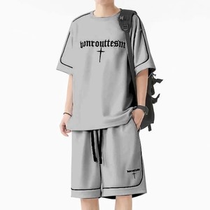Ensemble de t-shirts d'été décontractés deux pièces pour hommes, tissage tricoté ample et confortable avec un nouveau design imprimé respirant - Product Image 3