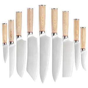 9 pcs מטבח סכין סט 5cr15 נירוסטה שף Kiritsuke הקצב Santoku Nakiri קצבים שירות קילוף ציפור מקור סכין