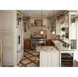 NICOCABINET Customized Two Step Bevel Shaker Door Solid Wood Kitchen Cabinet With Granite Countertop Pilaster Design
