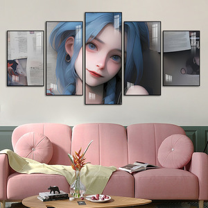 Juego de Pósters Decorativos con Imágenes de Anime <span class=keywords><strong>para</strong></span> Niñas, Lienzo Artístico Colorido, 5 Piezas, Pintura Artística en Lienzo, Decoración <span class=keywords><strong>para</strong></span> Colgar en la Pared del Dormitorio - Product Image 1