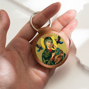GIVELUCK Llavero de cuero Imagen de joyería religiosa "Nuestra Señora del Perpetuo Socorro" Patrón personalizado para personalizar al por mayor - Product Image 3