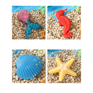 Pendentif en résine, design étoile de mer, coquillage, hippocampe, style méditerranéen, ornement avec corde, lot de 12, couleurs mélangées, décoration de fête - Product Image 4