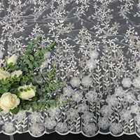 Tissu en dentelle de haute qualité, brodé de perles et de paillettes, en gaze, écologique, pour robes de soirée