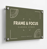 Panneau photographique personnalisé en acrylique pour magasin d'appareils photo, support mural avec impression UV, logo, directement de l'usine