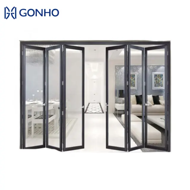 Produttore GONHO a buon mercato prezzo competitivo Bi porte in alluminio 5 anta pieghevole porta Bifold