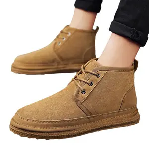 Good quality short boot for men winter warm plush boots designer boots men winter snow