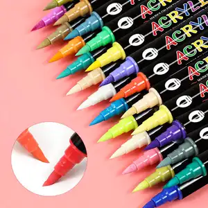 12/24/36Colors 6mm Fine Tip Acrylic Paint Marker Pens Brush Tip Paint Pen Art Dual Tips Acrylic Marker