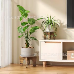 Cross-border wooden flower <b>pot</b> base, solid wood outdoor ornament, detachable indoor flower <b>stand</b>, retro color four-legged - Product Image 3