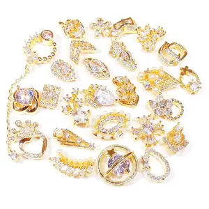 Remache de oro rosa 3D para decoración de uñas, Diamante brillante de lujo, aleación de diamantes de imitación DIY, joyería artística de uñas con forma mixta, Envío Gratis