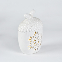 Figurine décorative de table en céramique LED, forme de gland et flocon de neige ajouré, pour Noël, la récolte d'automne, Thanksgiving et les fêtes, vente en gros