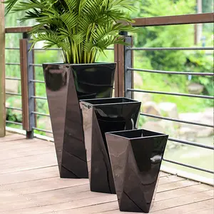 Vasi per piante in plastica vaso da fiori quadrato alto per interni ed esterni grande fioriera in bianco e nero stile orientale