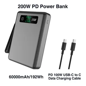 60000mah LiFePO4 pil 200W PD güç banka LCD dijital ekran 4 USB hızlı şarj güç bankası