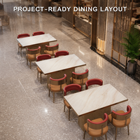 Ensemble de table et de chaises de salle à manger commerciales confortables, robustes et résistantes aux rayures avec plateau en pierre frittée CONTEMPORAIN pour restaurant