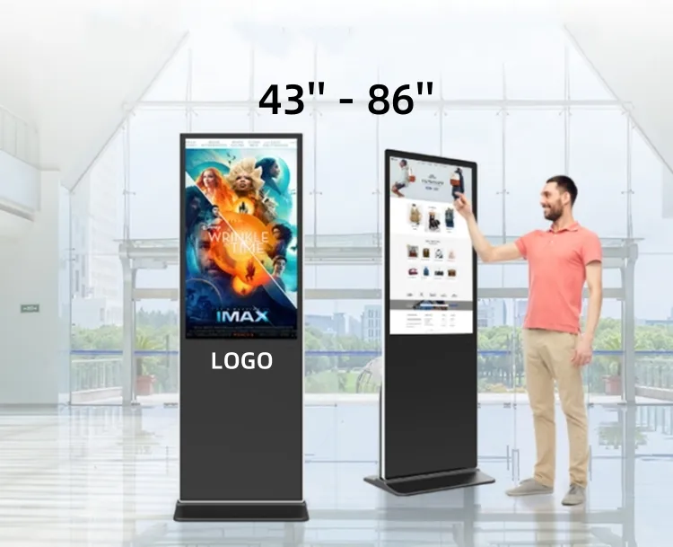 Quiosque inteligente por atacado display publicitário vertical LCD painel interativo sinalização digital Totem tela sensível ao toque de chão