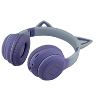 Vente en gros Casque supra-auriculaire Casque de jeu sans fil à LED pour filles Écouteurs bluetooth lumineux à oreilles de chat