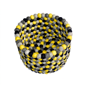 Black and Yellow Wool Felt Ball <b>Basket</b> & <b>Storage</b> Box-Eco-Friendly Space-Saving <b>Toy</b> <b>Storage</b> for Indoor Home Decor - Product Image 1