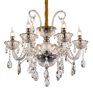 Lámpara de araña de cristal francés redonda con múltiples cabezales E27 LED para sala de estar y dormitorio - Product Image 4