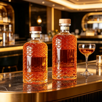 Nouvelle Arrivée Bouteille en Verre Transparente de 500 ml de Forme Irrégulière pour Whisky, Brandy, Gin et Vodka Haut de Gamme – Bouteille Vide pour Spiritueux et Liqueurs