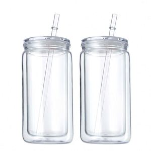 Vaso de Plástico PC de Doble Pared Ecológico y Duradero de 16oz con Diseño Moderno de Tarro Mason Acrílico, Portátil, con Serigrafía y Efecto Globo de Nieve - Product Image 3