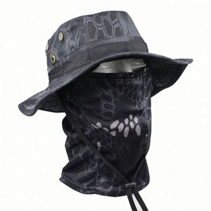 หมวกบักเก็ตลายพรางแบบมีรูเดียวพร้อมบาลาคลาวา ขายส่ง มีสินค้าในสต็อก หมวกตกปลาแบบปรับได้ - Product Image 3