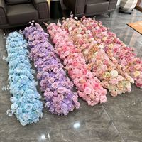 Modèles phares : Composition florale artificielle de roses rouges en soie moderne, faite à la main, réaliste, longue, pour chemin de table de mariage