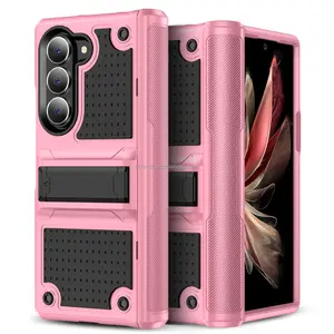 Newest Design Armor Design Top Grade Shockproof Protect Cover 2 in 1 TPU PC With Holder Foldable Phone Case for Samsung Z Fold 6