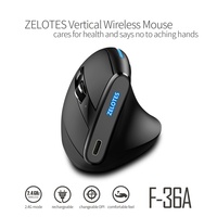 Souris verticale ergonomique rechargeable USB LED rétroéclairée ZELOTES F-36A pour droitiers, souris sans fil 2.4G pour ordinateur portable