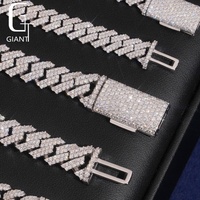 Bijoux Hip Hop pour Rapper, Chaîne Maille Cubaine Moissanite VVS, Bijoux Fins, Chaîne Maille Cubaine 8mm 10mm, Collier Cubain Iced Out