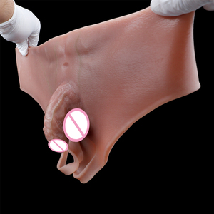 Silicone 11.5cm Curved penis pants with Open crotch for Lesbian to male Underwear High waist abdominal muscle lines <b>Dildo</b> pants - Product Image 1