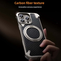 Étuis de téléphone portable en fibre de carbone de haute qualité, support rotatif en aluminium pour iPhone 16 Pro Max