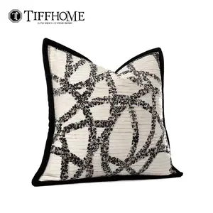 ティフホームカスタムスロー枕装飾刺繍ホームスロークッション不規則なラインデザイン