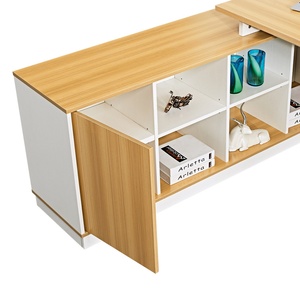 Panel Wood Style L-Shape Modern Executive <b>Desk</b> Office <b>Table</b> - Product Image 5